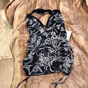 🌟NWT Your Best Look Halter Bathing Suit Top w/ruched ties on both sides Sz 12